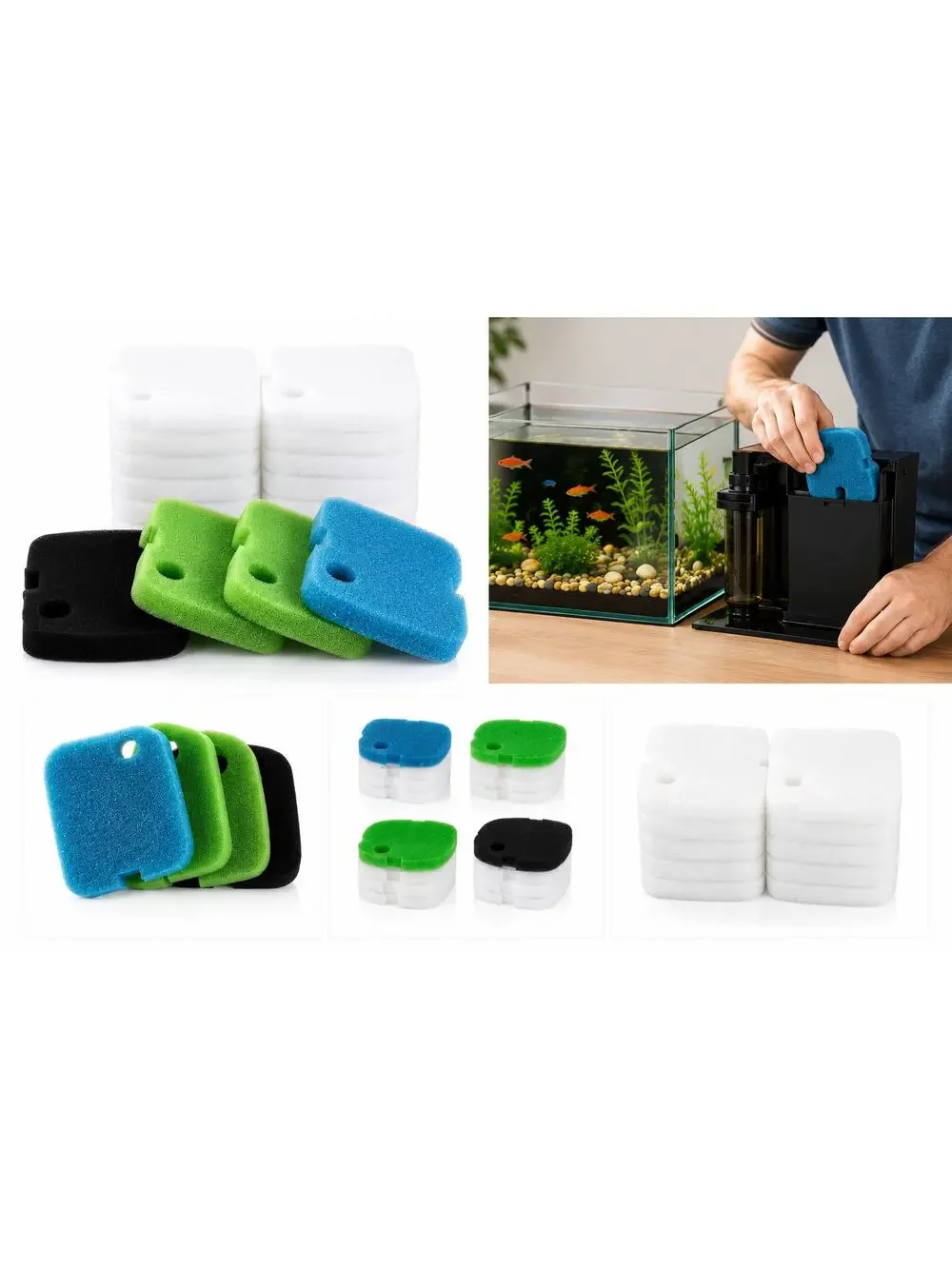Aquaneat Aquarium Replacement Canister Filter Pads – 16 Piece Set